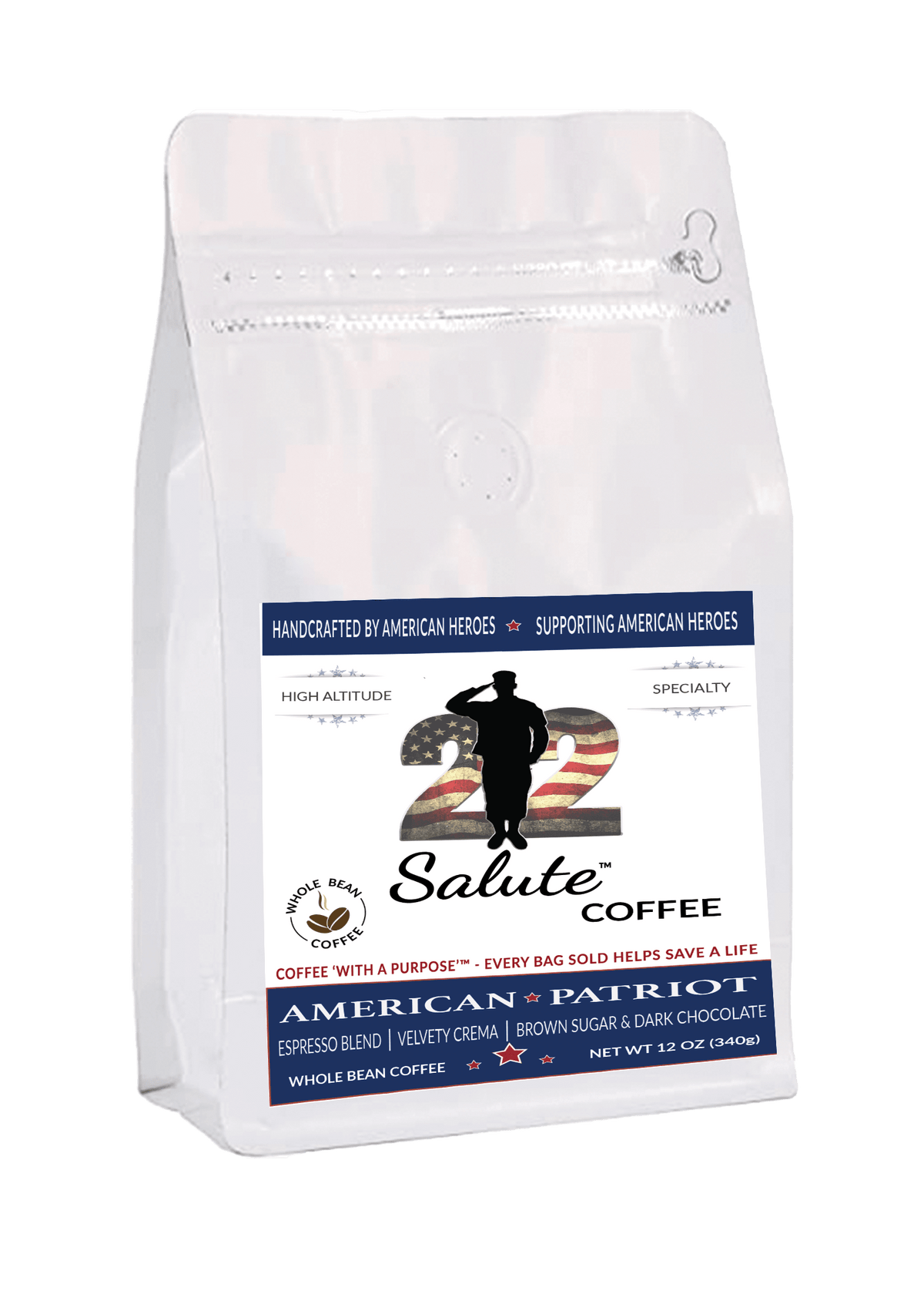 22 Salute Spirits & Coffee American Patriot Espresso Blend Whole Bean - 12oz