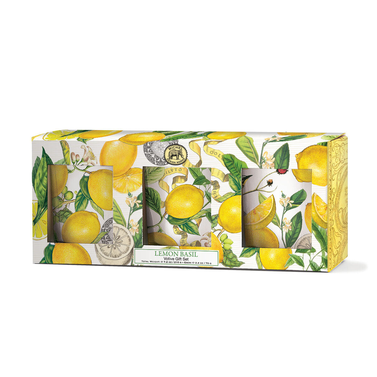 Michel Design Works Lemon Basil votive candle gift set in a presentation box