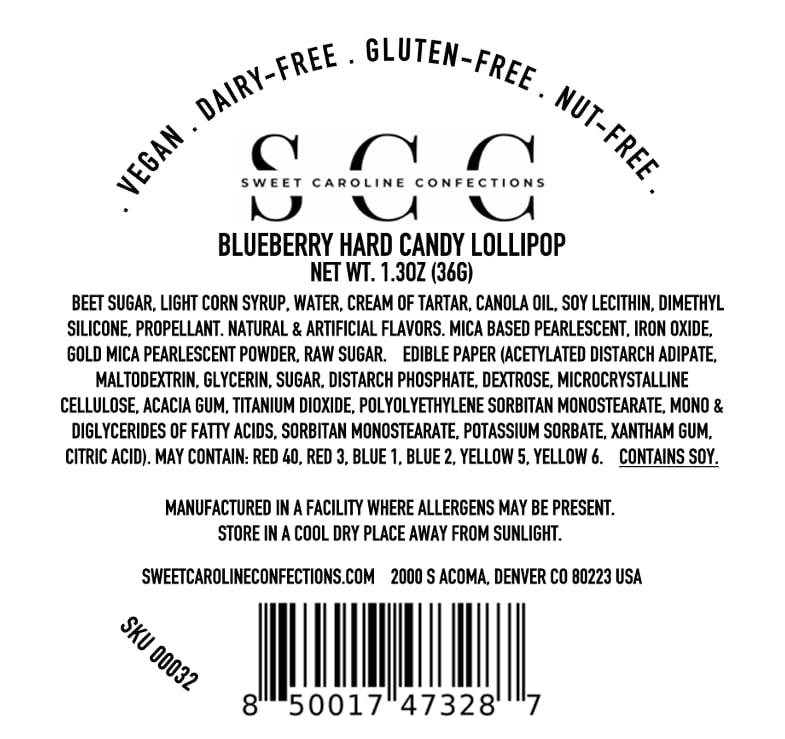 Under the Sea Lollipops, Blueberry, 10/Case- VEGAN 00032