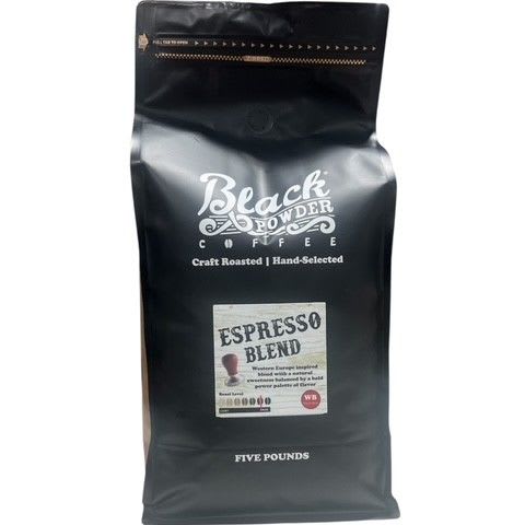 Black Powder Coffee 5lb Bulk - Whole Bean - Espresso Blend, Regular (all single origin, bl