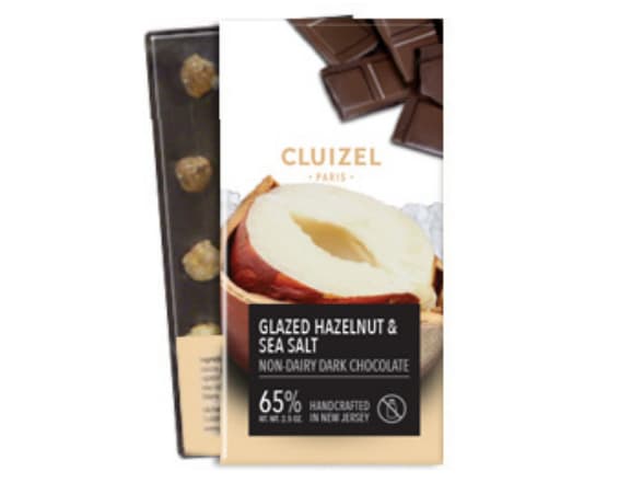Cluizel Chocolatier Glazed Hazelnut & Sea Salt Non-Dairy Dark Chocolate Bar