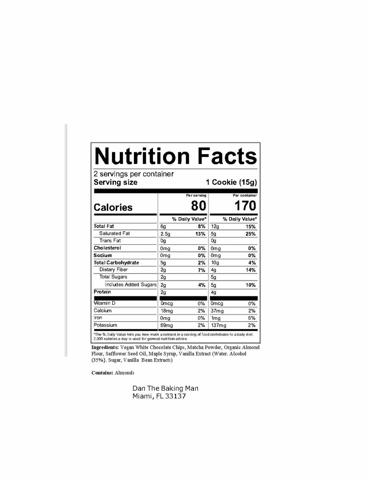 Dan The Baking Man Cookies DTB-MATCHA-12