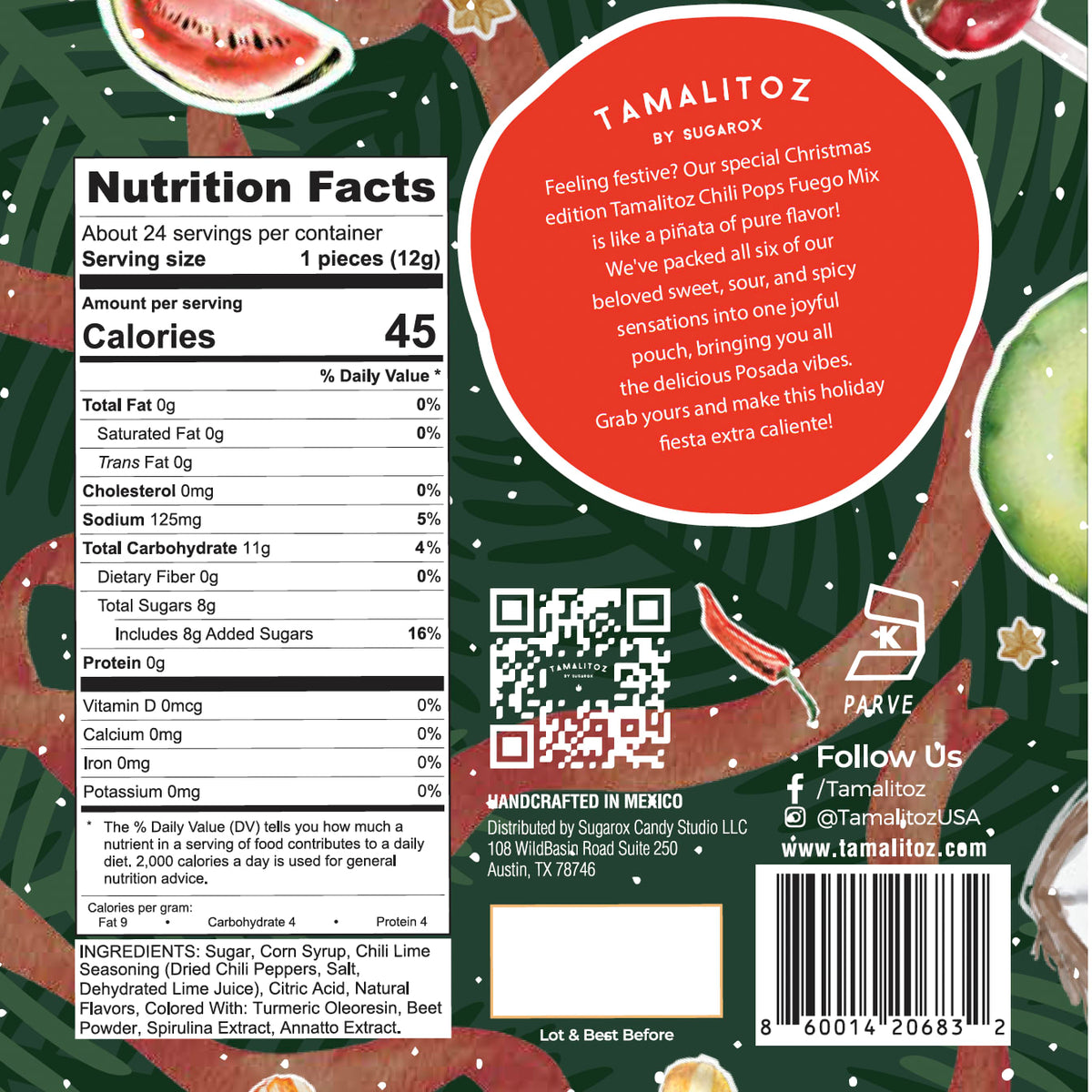 Tamalitoz Chilipops Christmas Fuego Mix Party Pouch 11oz FG54044