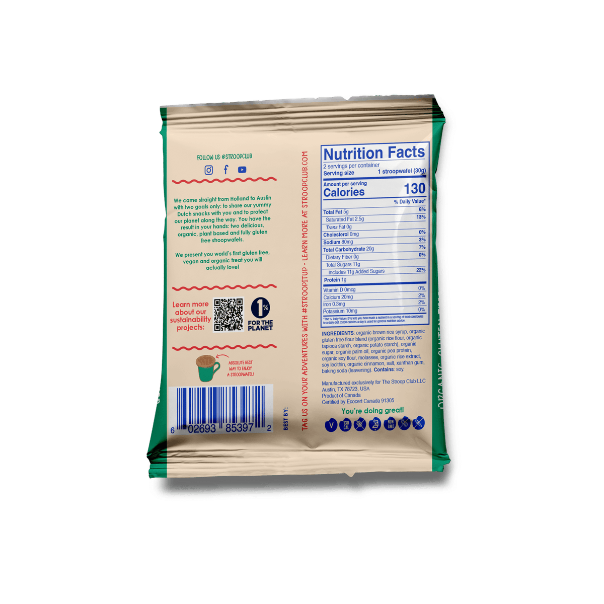 Organic and Gluten Free Stroopwafel 2-Pack GLF12X2MC