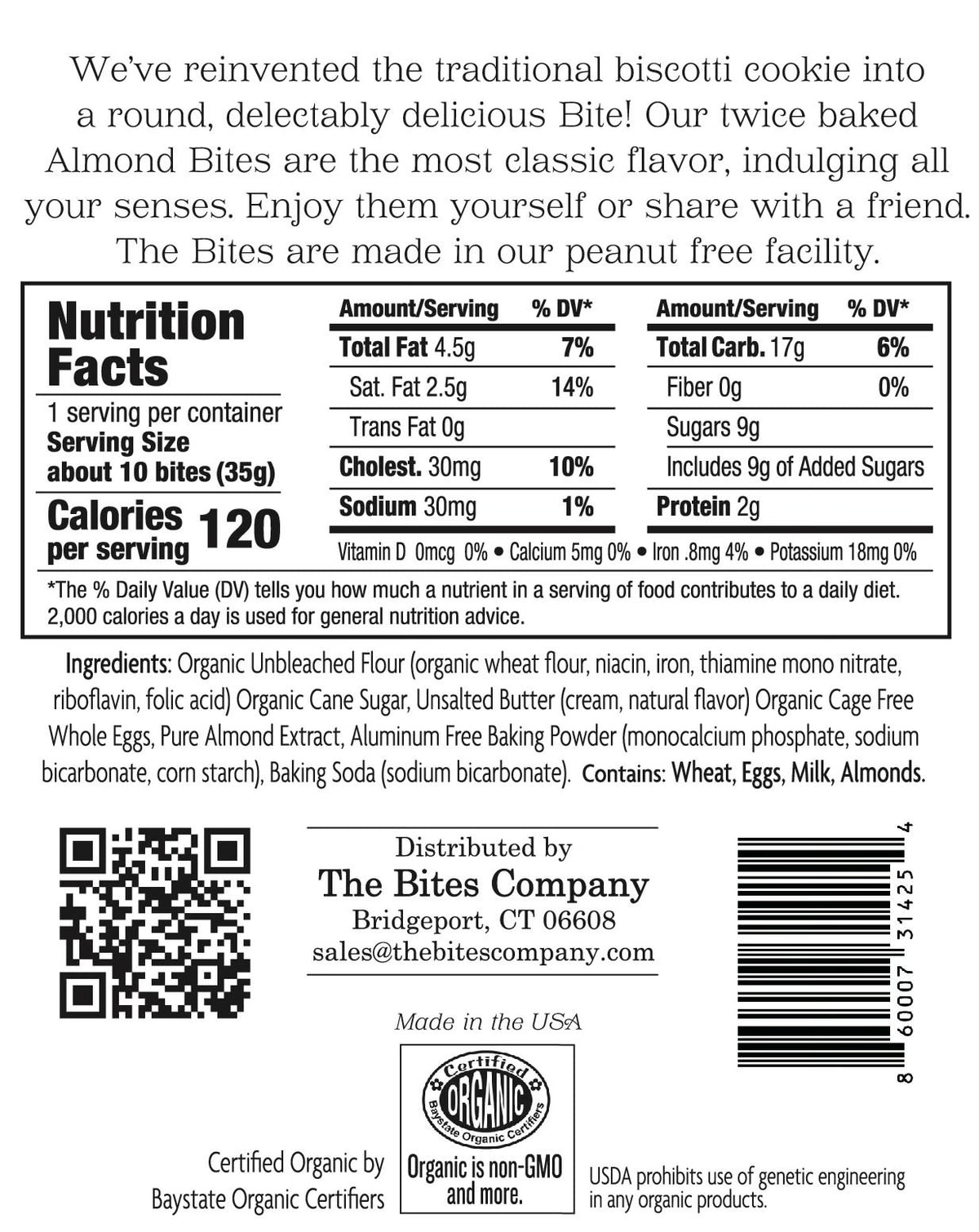 The Bites Company Almond Biscotti Bites 4254