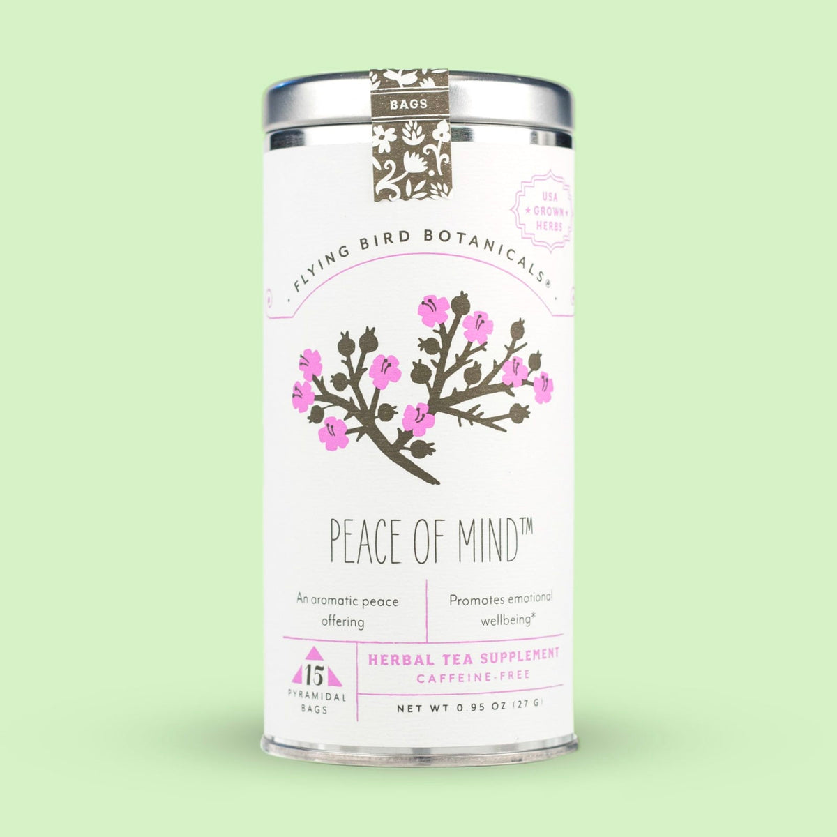 Flying Bird Botanicals Peace of Mind - 15 Tea Bag Tin