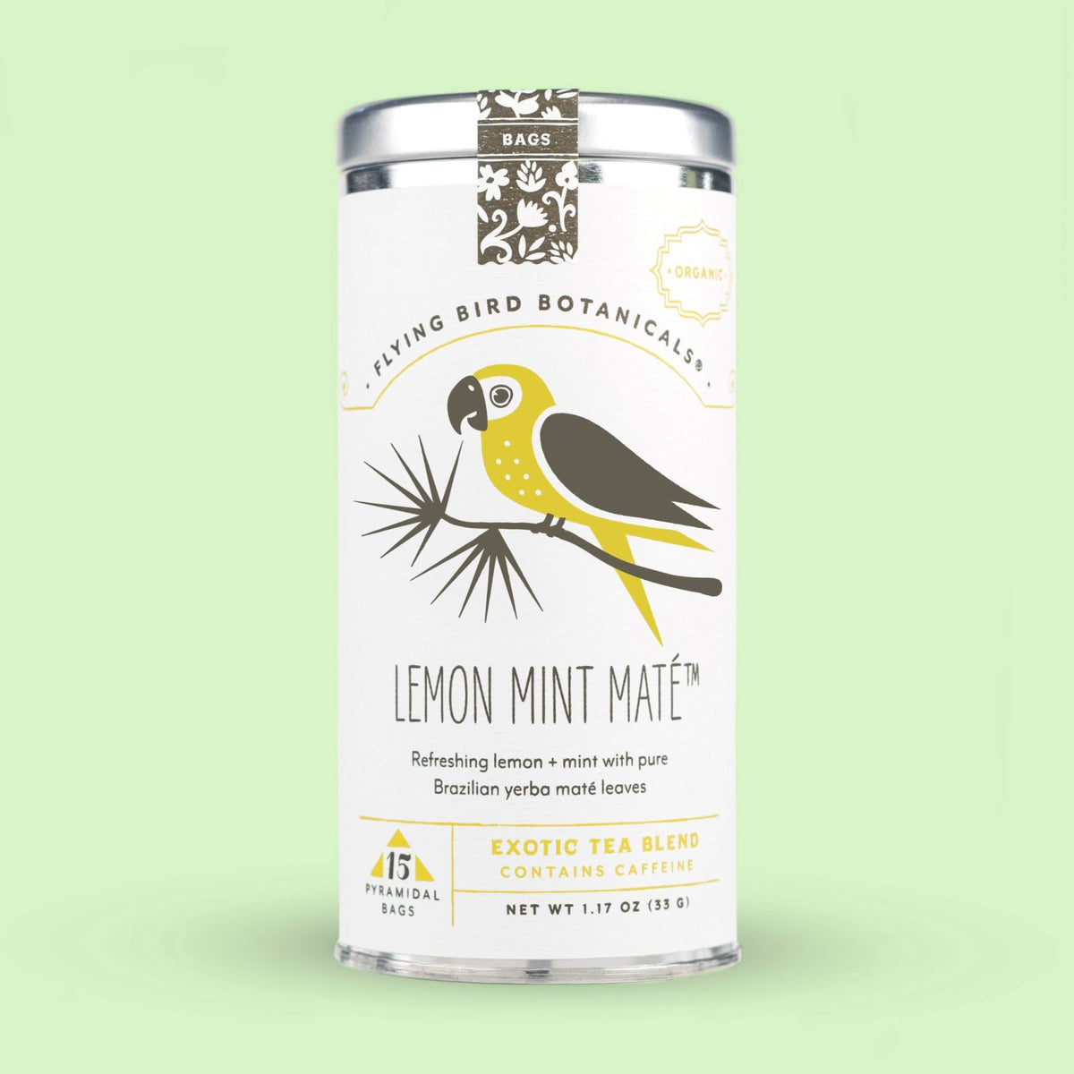 Flying Bird Botanicals Lemon Mint Maté - 15 Tea Bag Tin