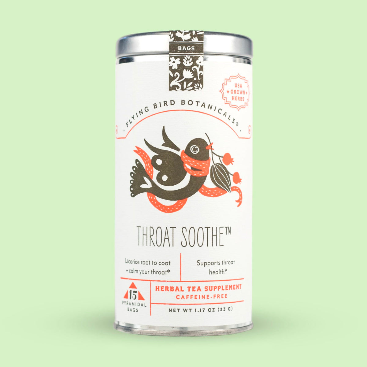 Flying Bird Botanicals Throat Soothe - 15 Tea Bag Tin