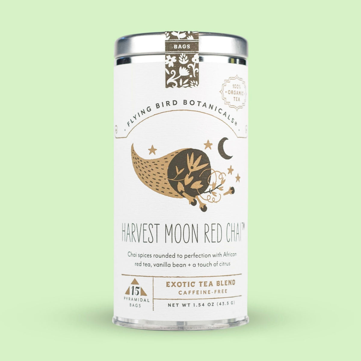 Flying Bird Botanicals Harvest Moon Red Chai - 15 Tea Bag Tin