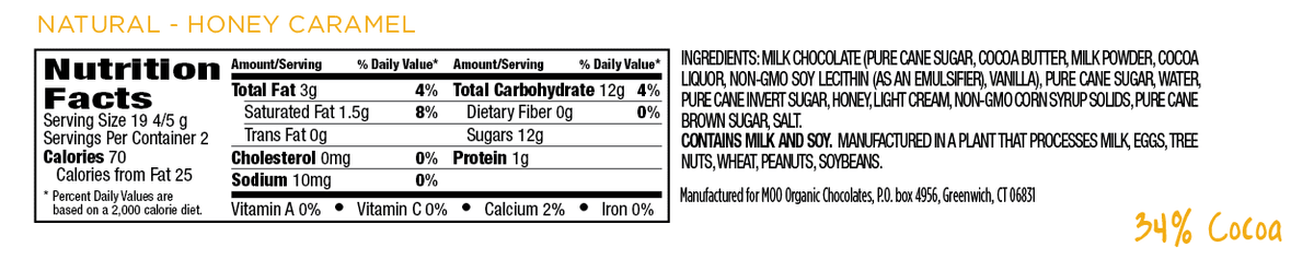 Natural Honey Caramel & Milk Chocolate Large Bar, 1.4 oz 022