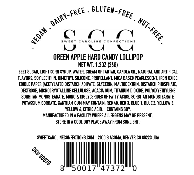 Christmas Tree Lollipops, Green Apple Flavor, 10/Case- VEGAN 00070