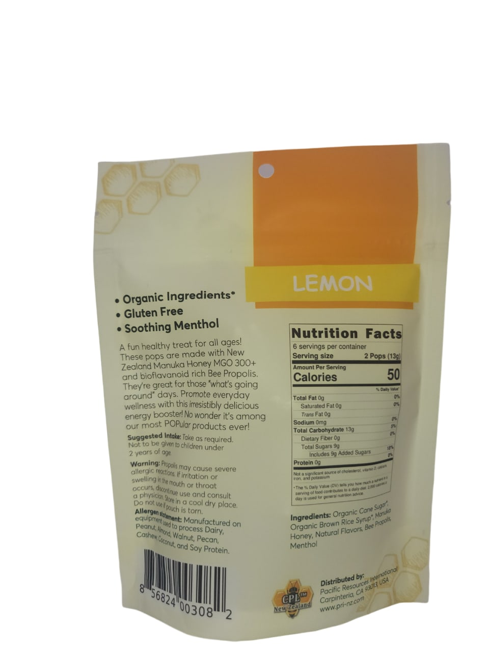 Pacific Resources International Lollipops Lemon & Honey - 12 count 00308