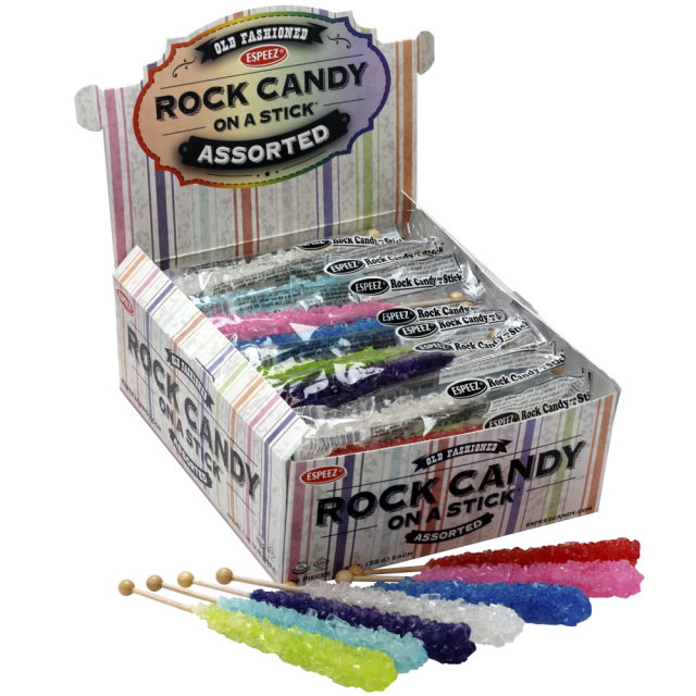 KLM Products Group Rock Candy On A Stick - Assorted - 36 Ct. Box