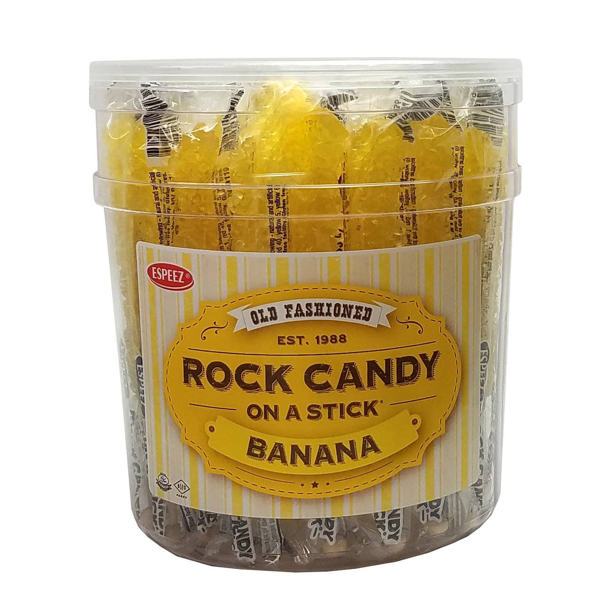KLM Products Group Rock Candy On A Stick - Banana - 36ct Tub