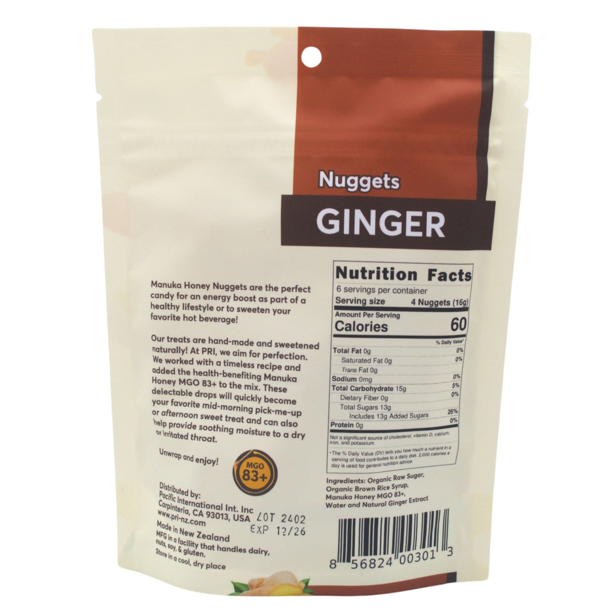 Pacific Resources International Manuka & Ginger Nuggets 00301