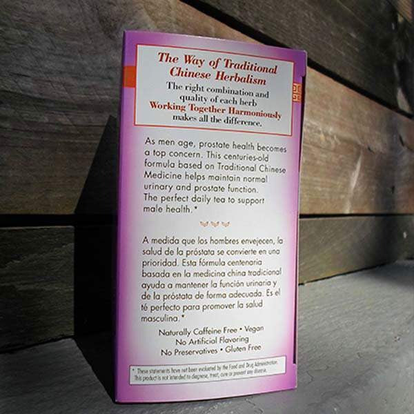 Side panel of the Prostate Health box with English and Spanish descriptions under The Way of Traditional Chinese Herbalism