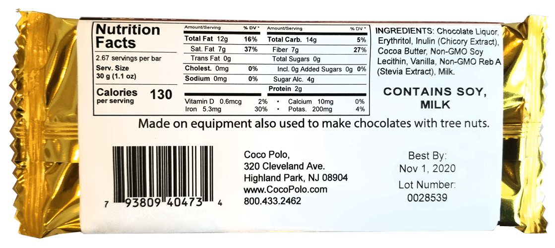 70% Cocoa Dark Chocolate, Stevia Sweetened, Sugar Free, PURE DARK 40473-4