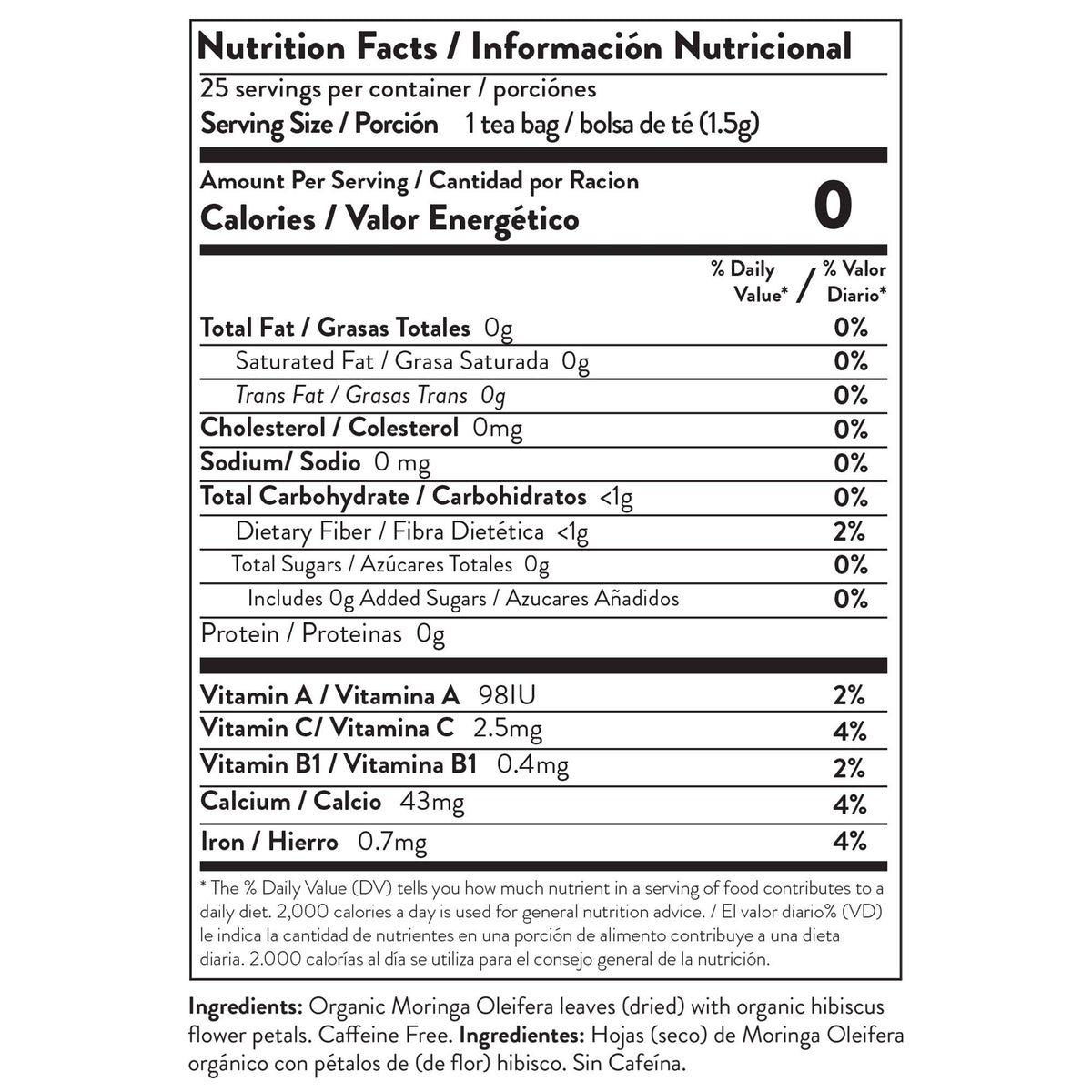 Organic Moringa Herbal Tea, 25Ct MT-HBS-25
