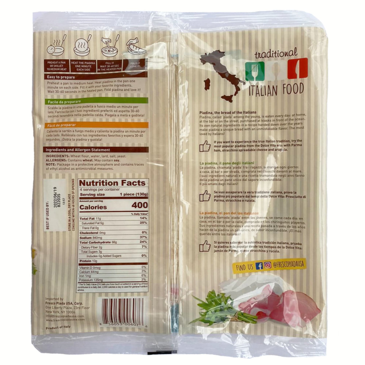 Piadina Traditional (Italian Flatbread) 856053006076