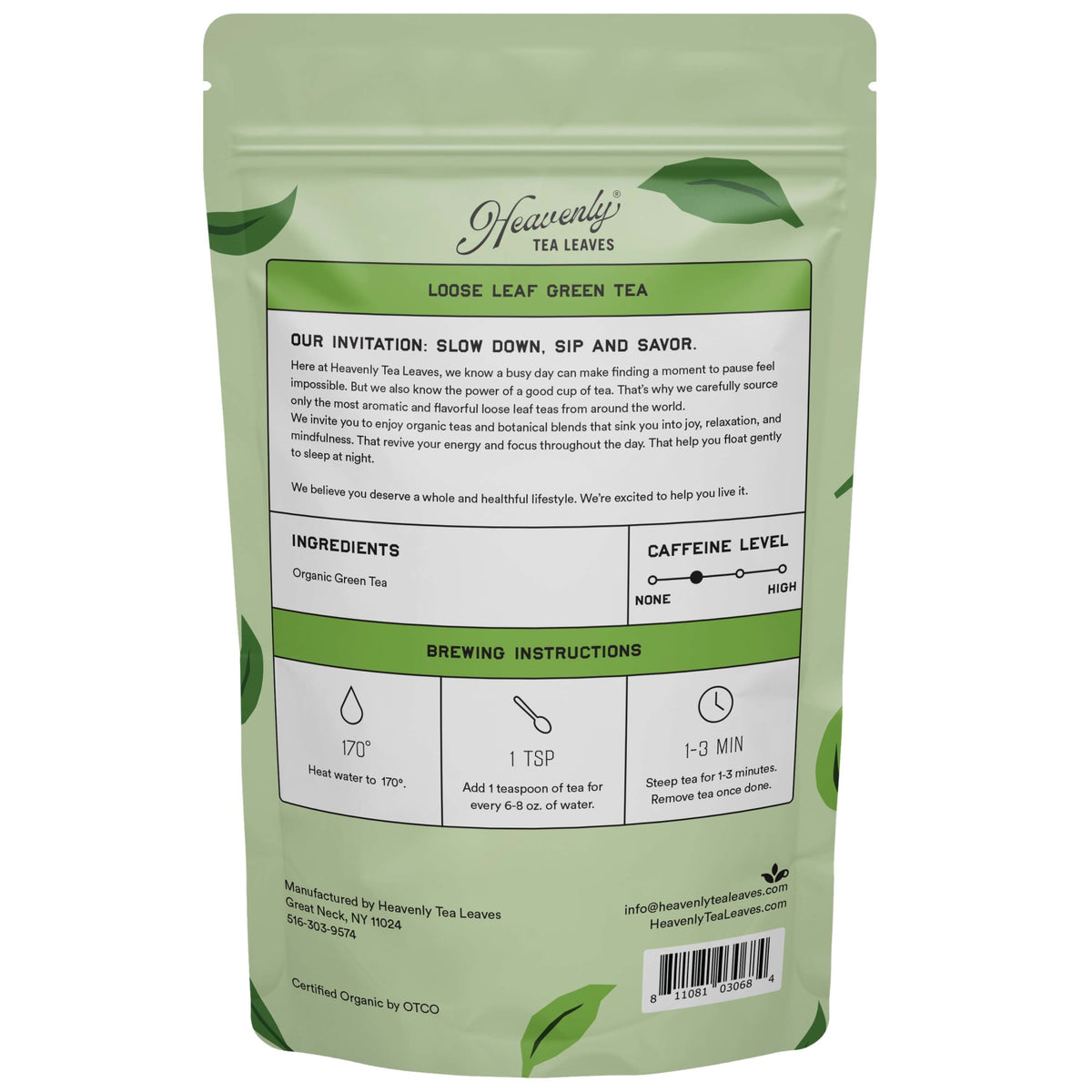 Heavenly Tea Leaves Organic Jasmine Green, Bulk Loose Leaf Green Tea, 1 lb. HANG001-16