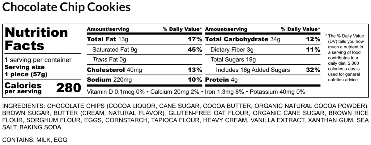 Gluten Free Chocolate Chip Cookies CC03