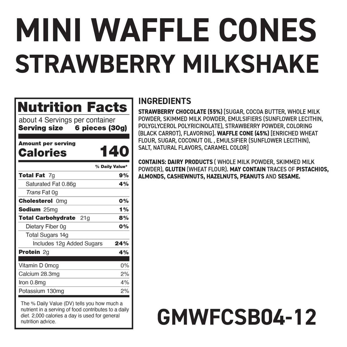 4.24oz Got Milk Mini Waffle Cones GMWFCSB04-12