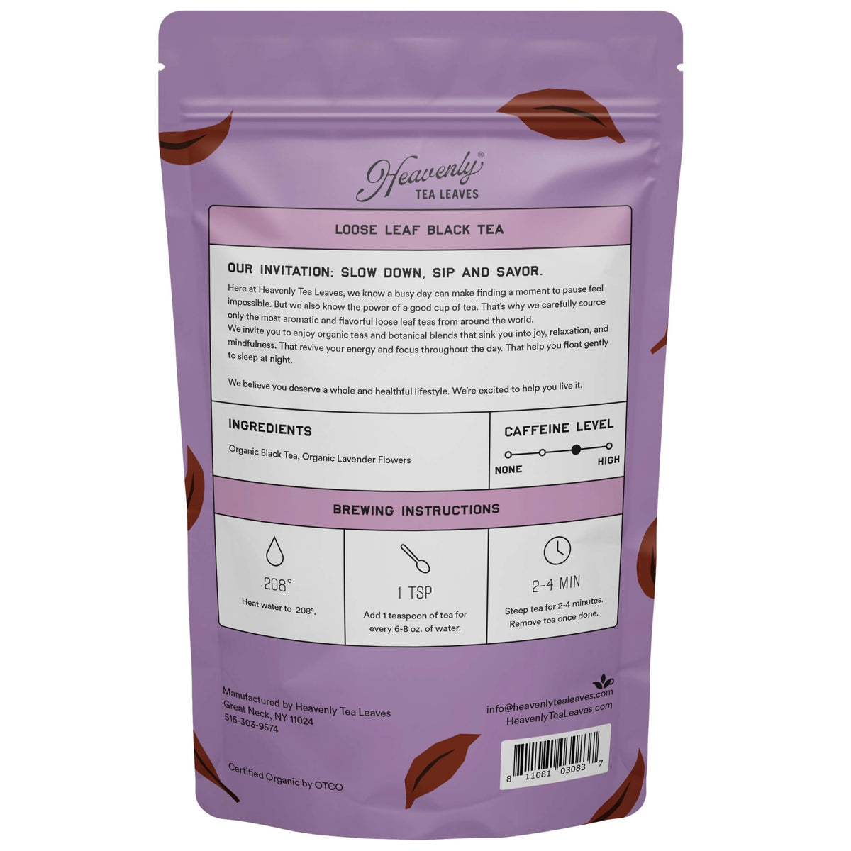 Heavenly Tea Leaves Organic Black Lavender, Bulk Loose Leaf Black Tea, 1 Lb. HLB303-16