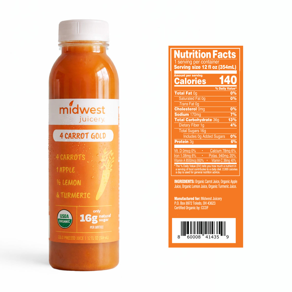 Juice: Organic, Whole30 Approved 4CARROTGOLD