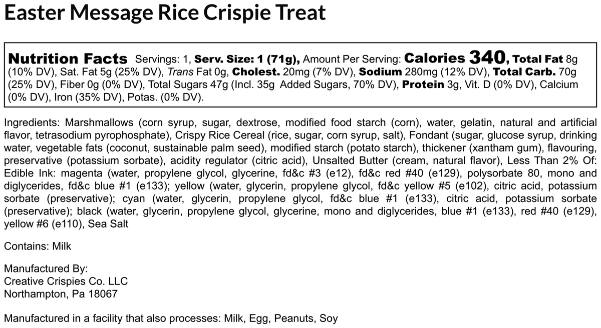 Easter Message Rice Crispie Treats on Stix 00850035099223