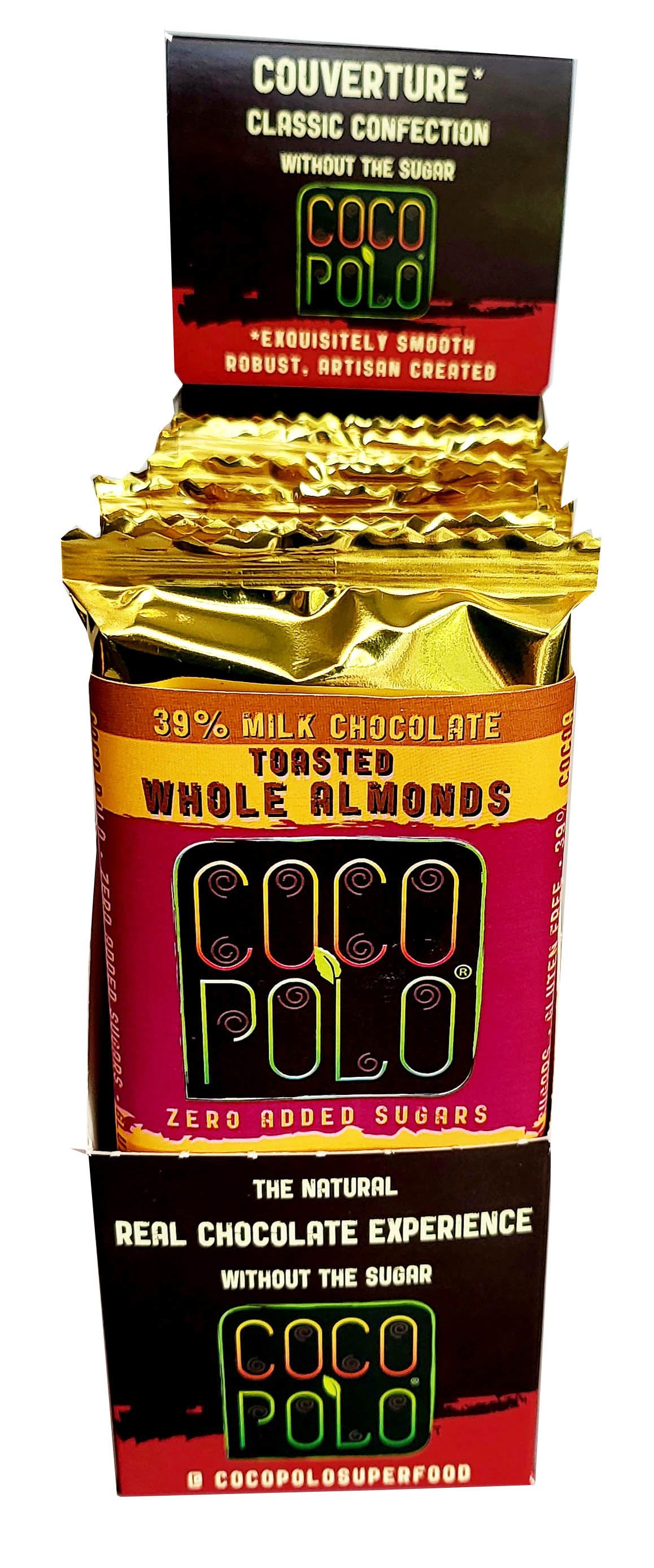 39% Cocoa Milk Chocolate, Stevia Sweetened, No Sugar Added, ALMOND 40513-7