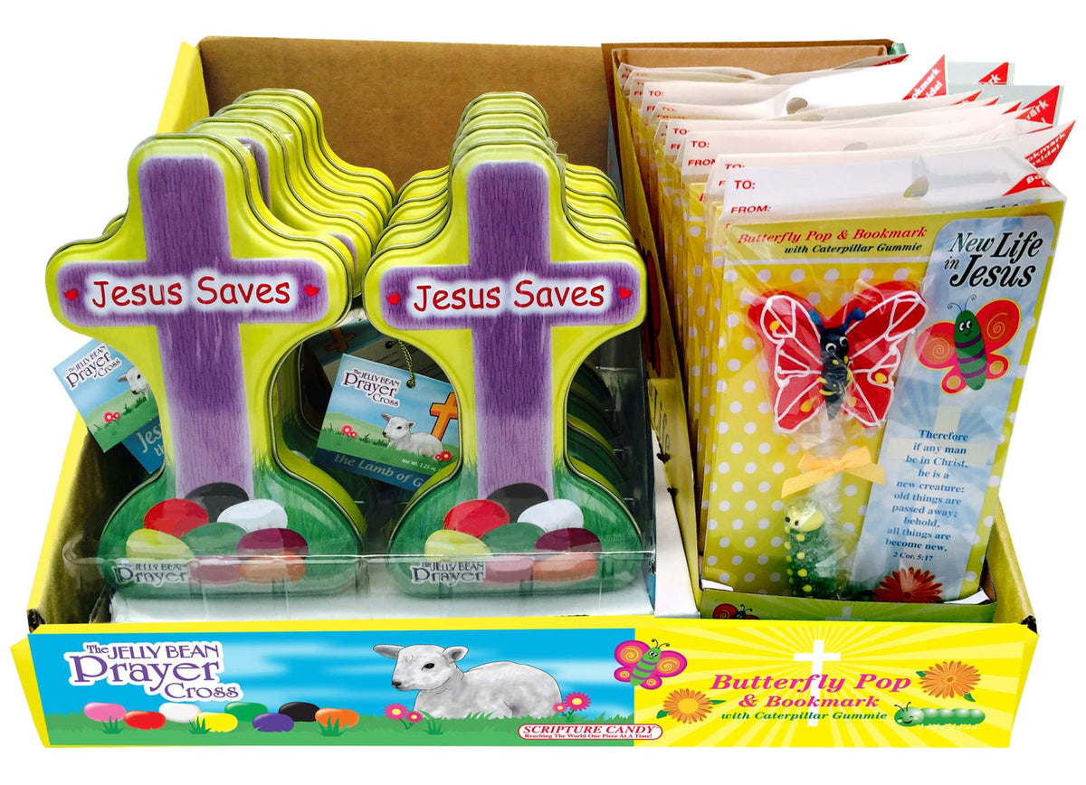 Scripture Candy Easter Sampler Jelly Bean Tin & Butterfly Pop Set