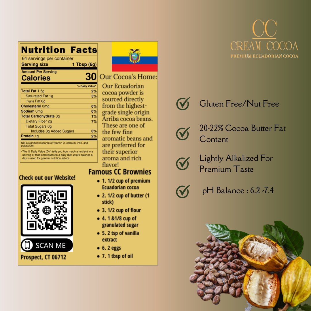 Cream Cocoa Premium Ecuadorian Cocoa Powder, 1 lb