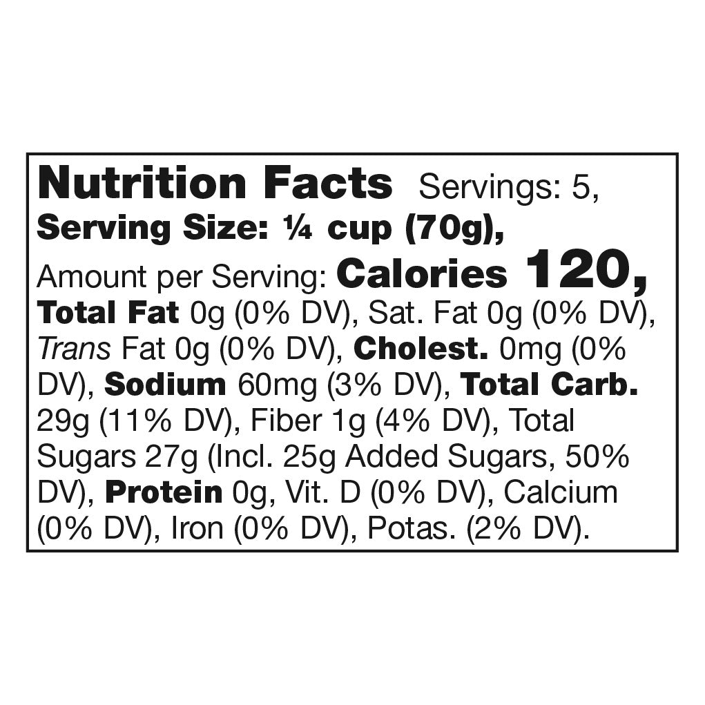 Nutrition Facts for Stonewall Kitchen Cranberry Horseradish Sauce: 1/4 cup (70 g) serving, 120 calories, 27 g total sugars