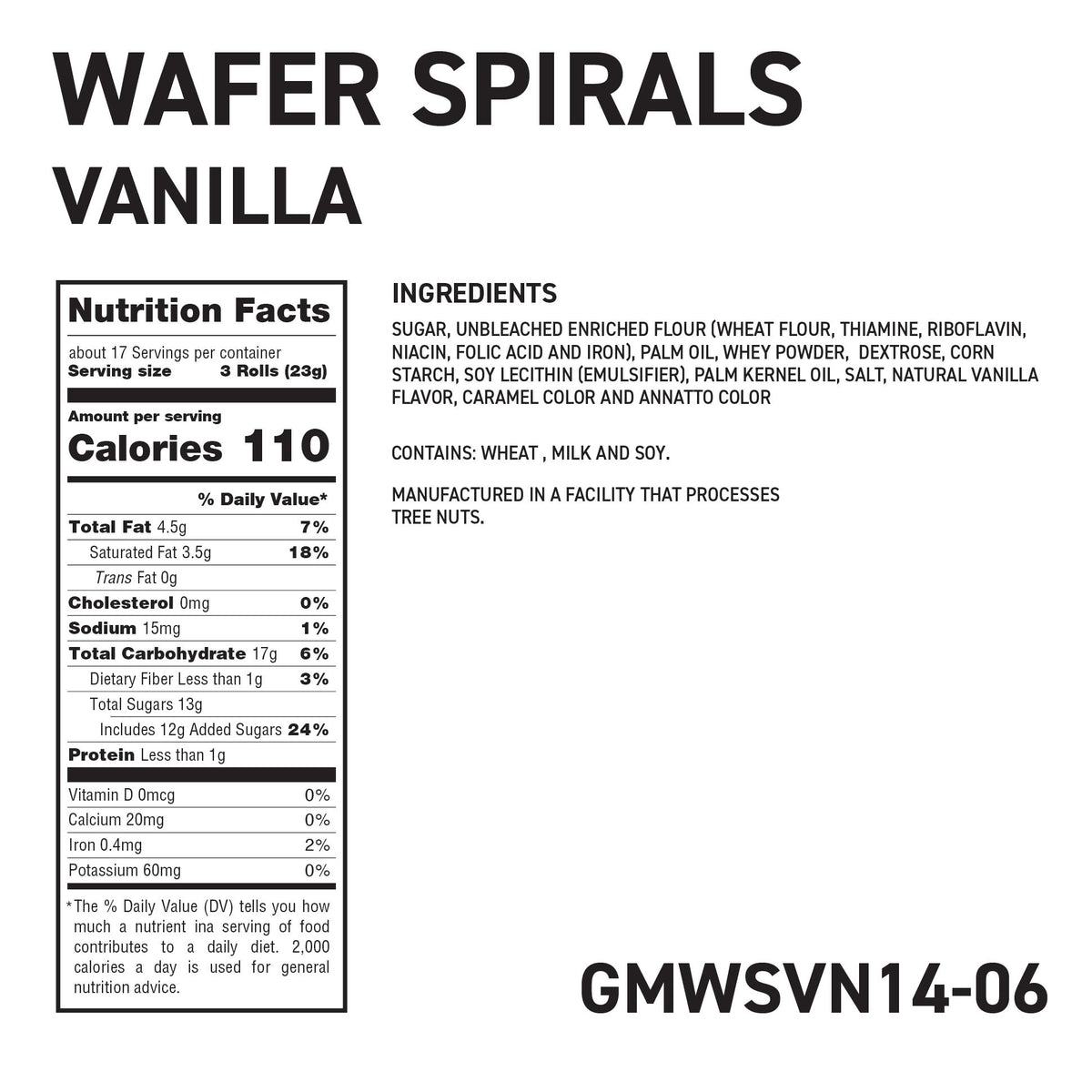 14oz Got Milk Cookies - Wafer Spirals Tin GMWSVN14-06