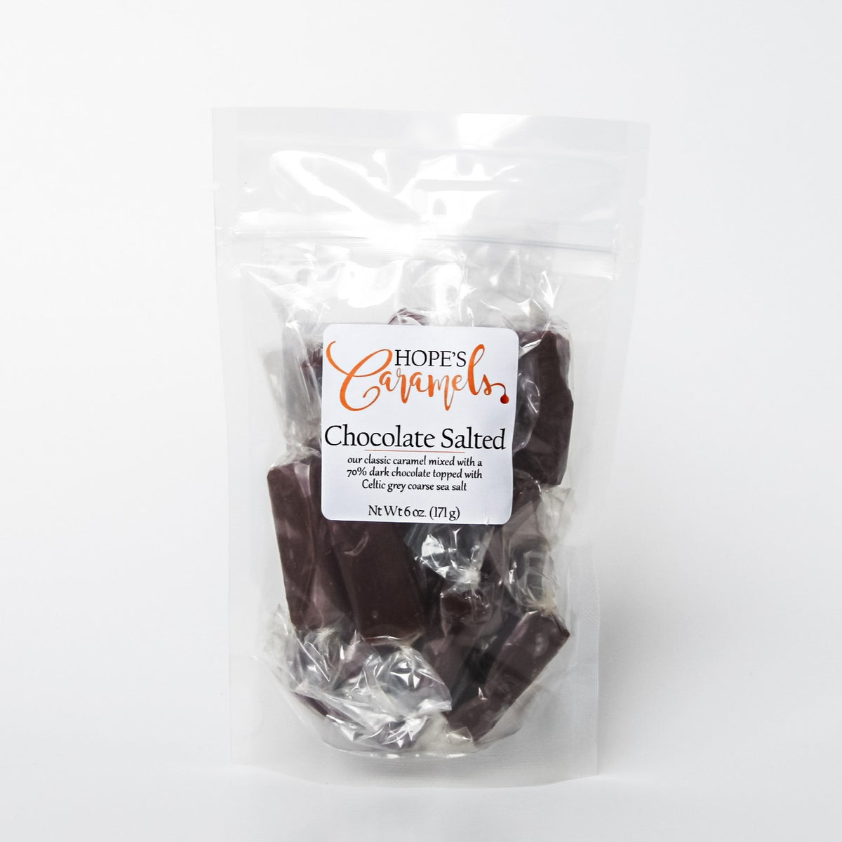 Hope's Caramels Chocolate Salted Caramels, front of the package