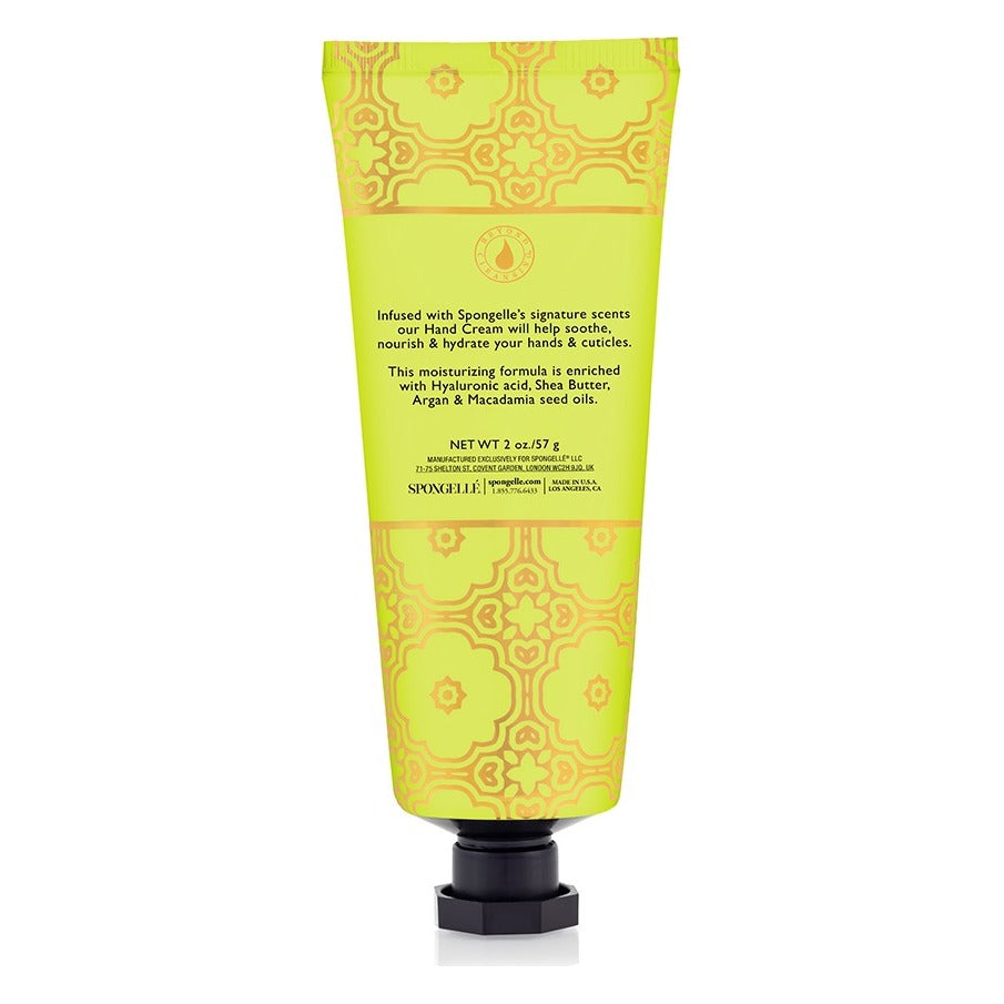 Back of the Spongellé Coconut Verbena Hand Cream package, with ingredients and brewing instructions