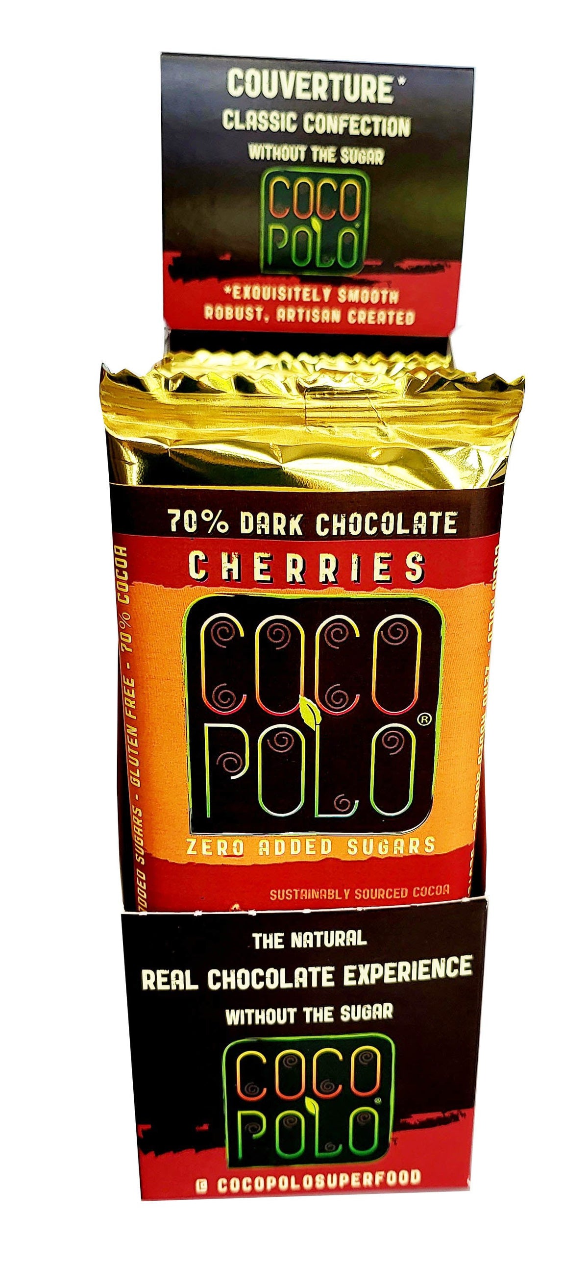 70% Cocoa Dark Chocolate, Stevia Sweetened, No Sugar Added, TART MONTMORENCY CHERRY 40491-8