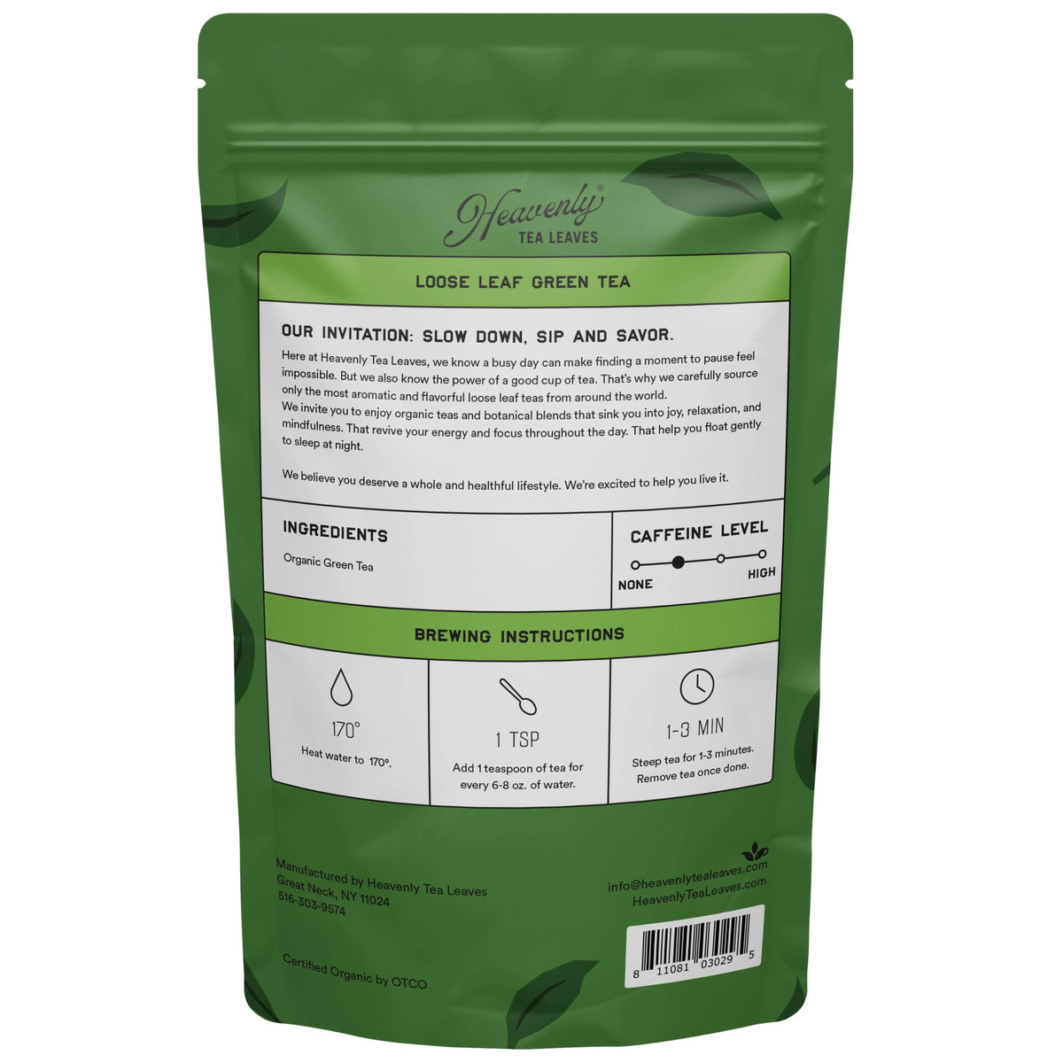Heavenly Tea Leaves Organic Jasmine Pearl, Bulk Loose Leaf Green Tea, 1 lb. HNG501-16