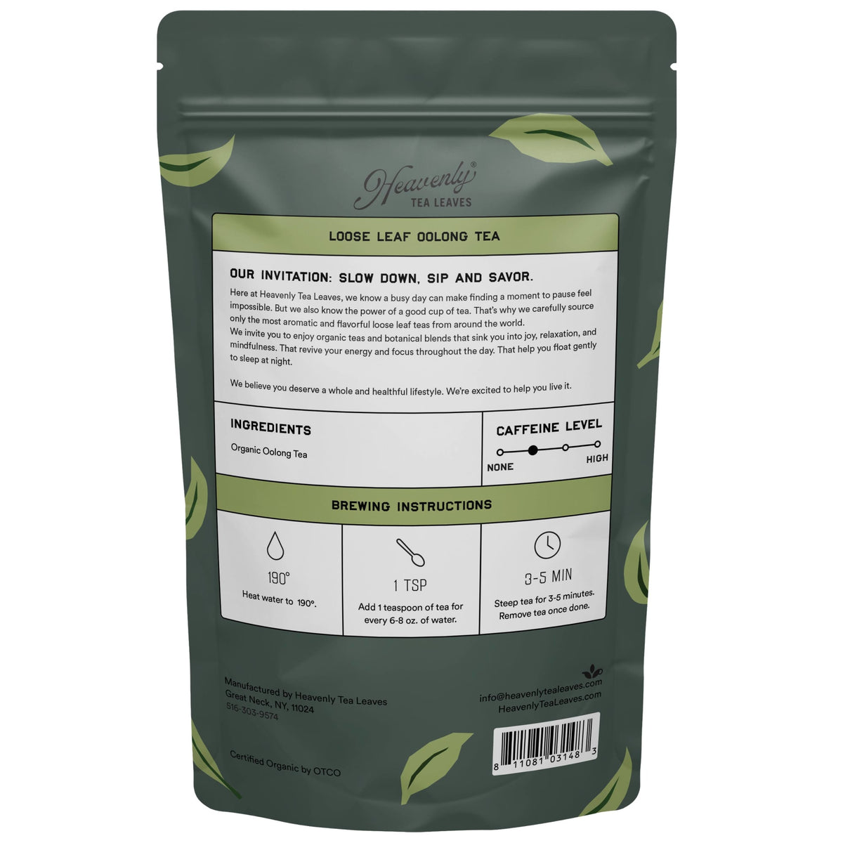 Heavenly Tea Leaves Organic Tie Guan Yin Oolong, Bulk Loose Leaf Oolong Tea, 16 Oz. HNO117-16