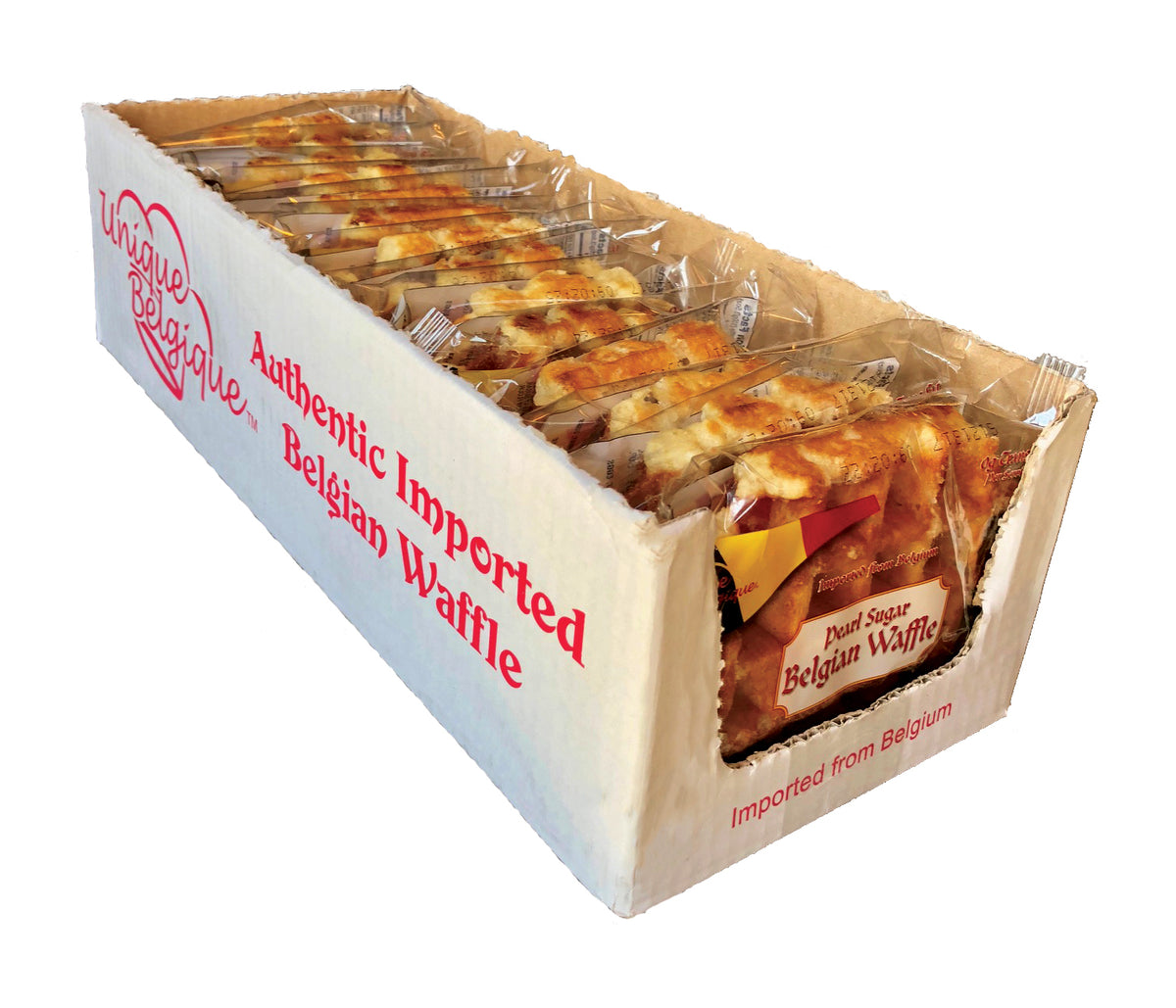 Unique Belgique - Gofre belga con azúcar perlado de 100 g, caja de 15 unidades