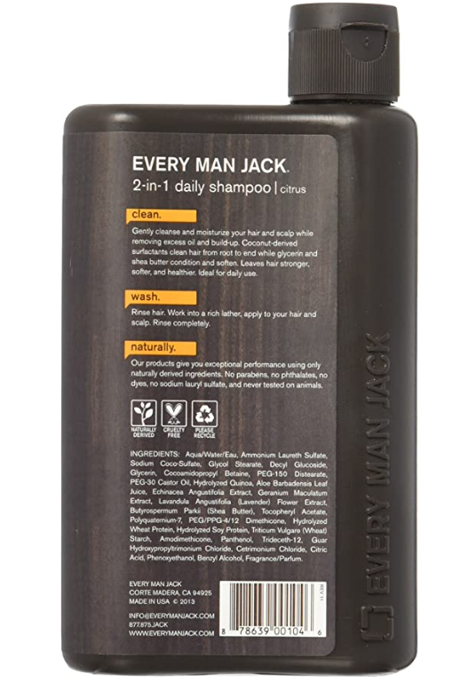 Every Man Jack 2 in 1 Daily Shampoo Citrus 13.5 oz