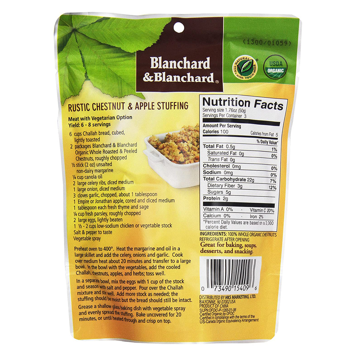 Organic Chestnuts Whole Roasted & Peeled