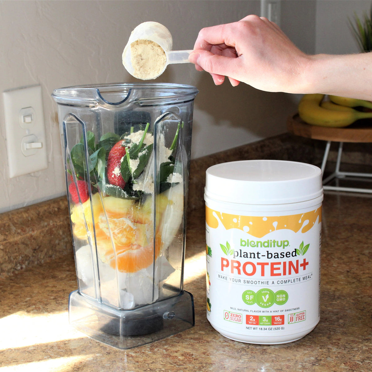 Mezcla de batido vegano de proteínas de súper frutas