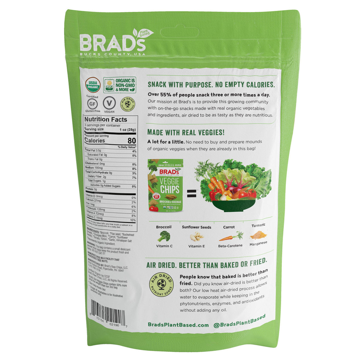 Chips végétariennes au brocoli et au cheddar