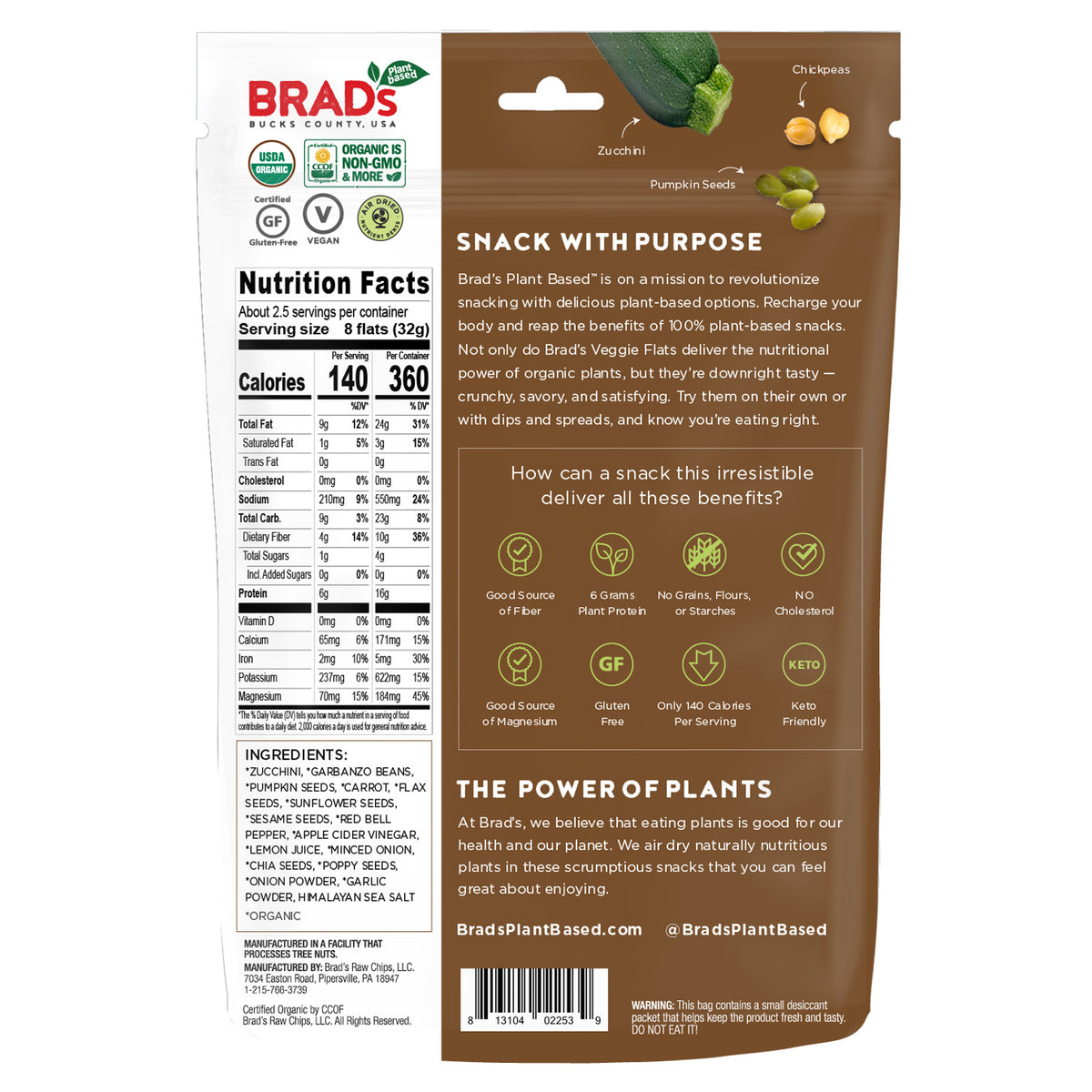 Brad's Plant Based Everything Zucchini Veggie Flats