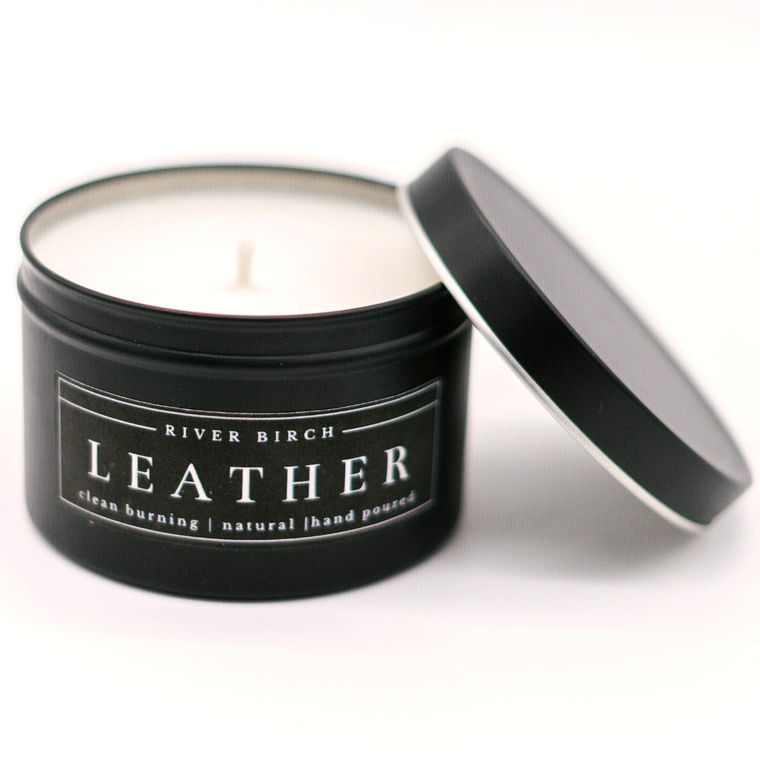 Velas de abedul de río Vela de soja de cuero de 8 oz