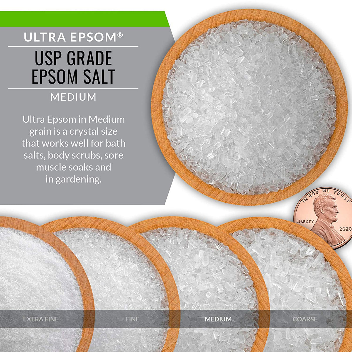 Sal de baño Ultra Epsom de grano medio sin perfume