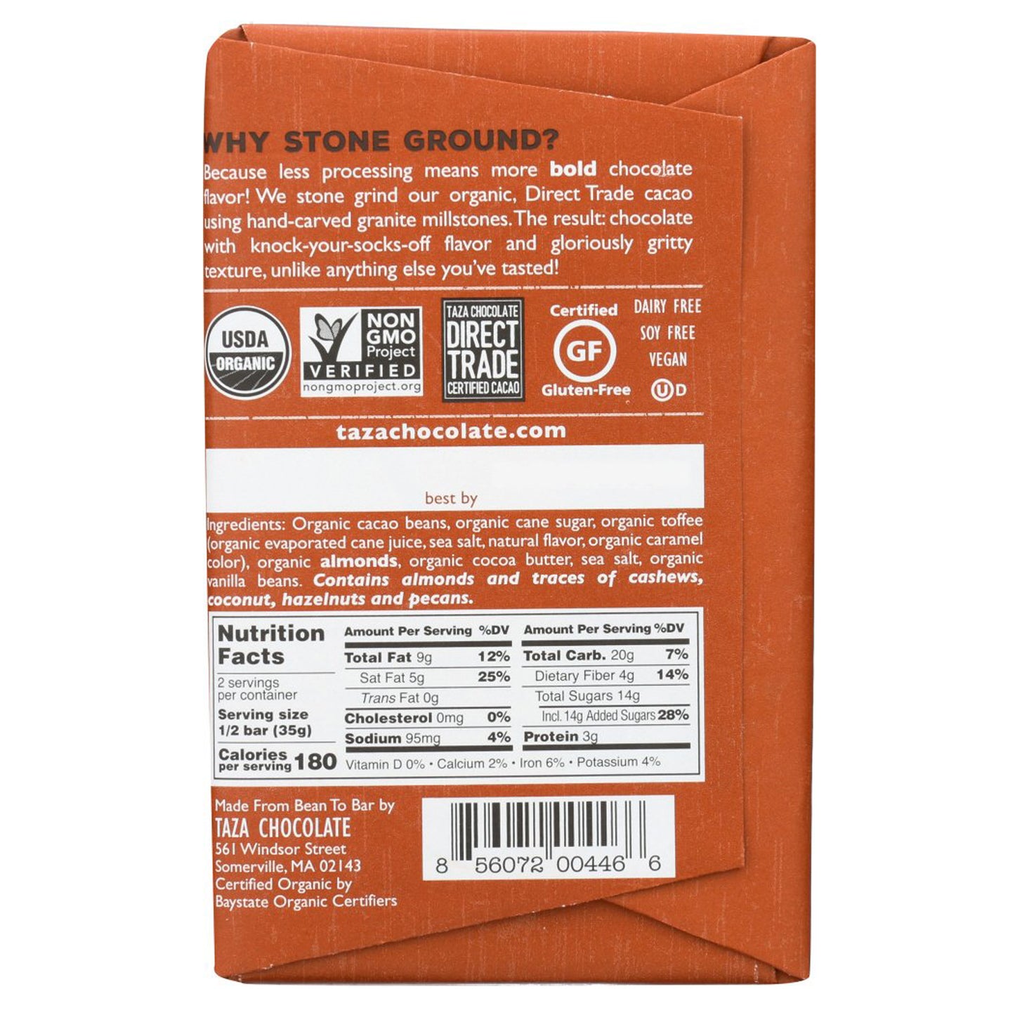 Toffee Almond & Sea Salt Organic Dark Chocolate