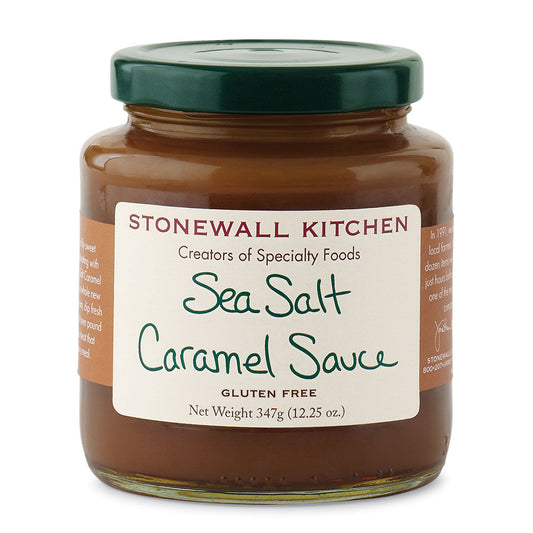 Stonewall Kitchen Sea Salt Caramel Sauce in a 12.25 oz glass jar