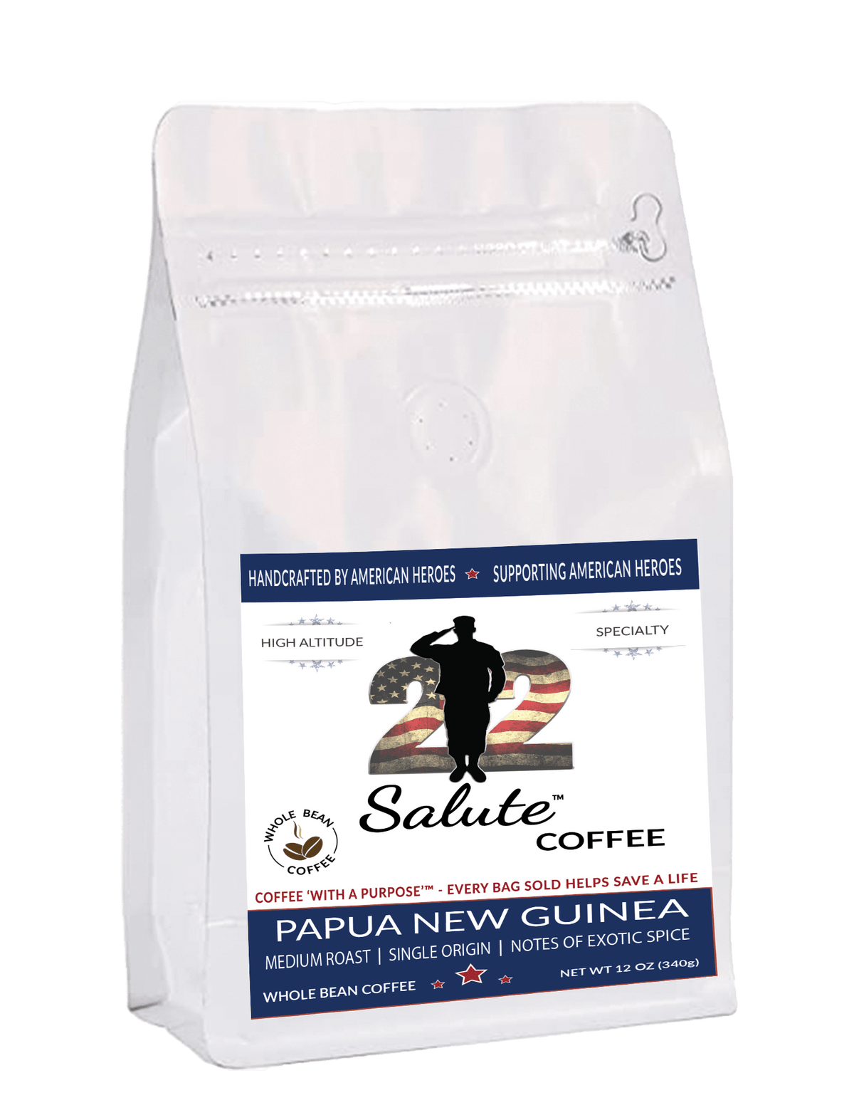 22 Salute Spirits & Coffee Papua New Guine Whole Bean - 12oz